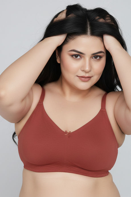Zivame True Curv Double Layered Non Wired Full Coverage Super Support Bra - Burnt Brick — image 4